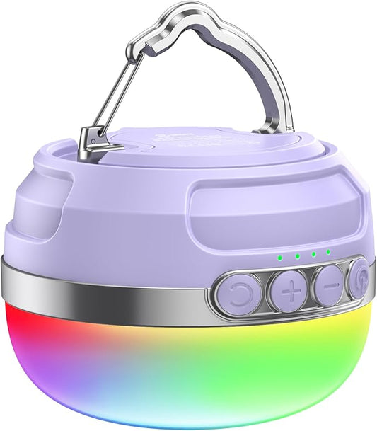 ZMNT LED Camping Lantern Rechargeable 1400LM, Up to 420H Running Time Camping Tent RGB Light, 10400mAh Emergency Hanging Light for Hurricane, Power Outages, Home, Hiking,Violet