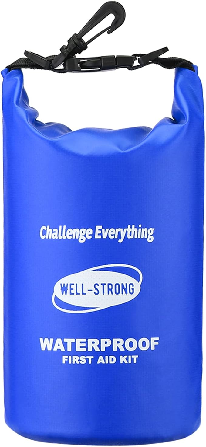 Dual Waterproof Boat First Aid Kit, Emergency Marine Kit with Buckles, Compact Boat Safety Accessories for Fishing Kayaking Boating Swimming Camping Rafting Beach Blue