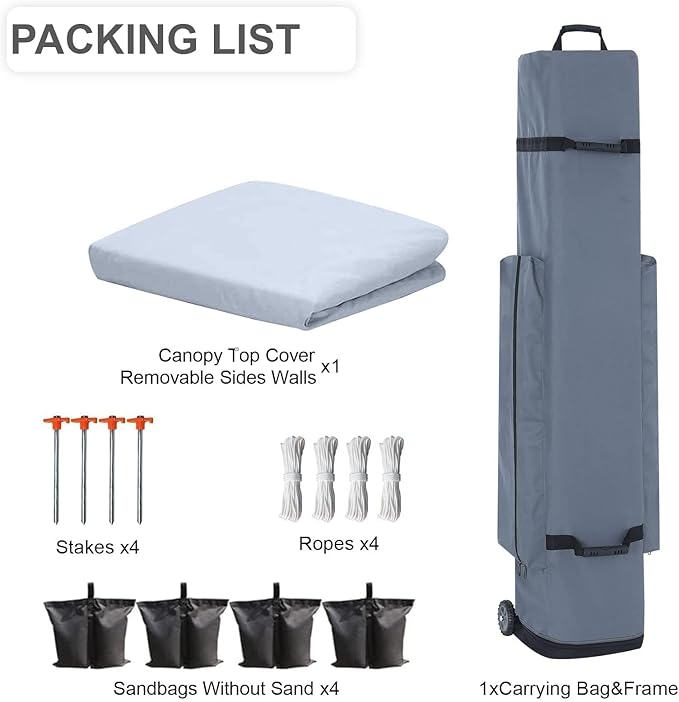 10x10 Pop Up Canopy Tent with Sidewalls, Heavy Duty Commercial Instant Tent with Sand Bags for Deck, Party, Camping, Backyard, Playground, White