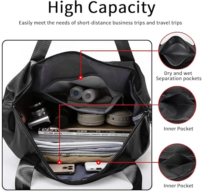 Large Capacity Foldable Travel Bag Expandable Portable Carry on Bag Dry&Wet Separation Sports Duffel Bags
