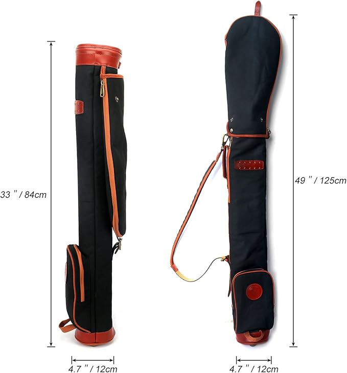 Tourbon Vintage Golf Club Carry Bags Travel Case - Canvas and Leather