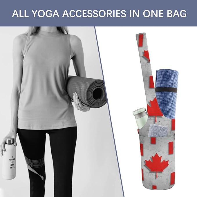 Aiyoolee Single Shoulder Yoga Mat Carrier Bag Portable Spacious with Pocket for Yoga Gym Fitness Travel