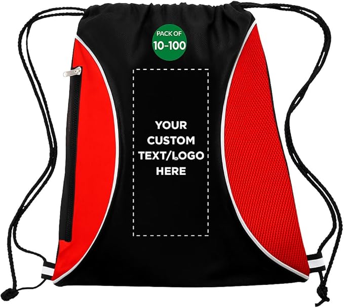 DISCOUNT PROMOS Custom Non-Woven Drawstring Backpacks Set of 10/50/100, Personalized Bulk Pack