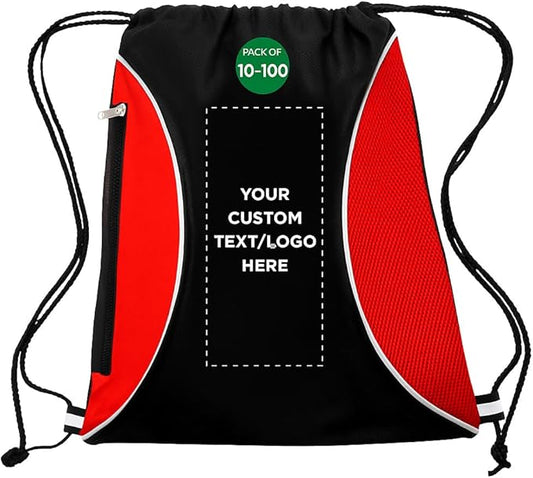 DISCOUNT PROMOS Custom Non-Woven Drawstring Backpacks Set of 10/50/100, Personalized Bulk Pack