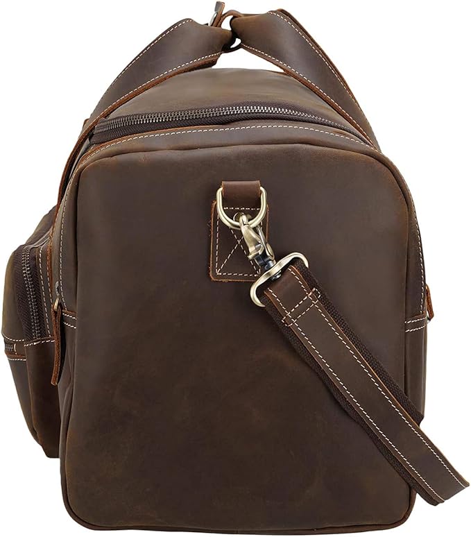 Polare 23" Full Grain Cowhide Leather Gym Duffle Weekender Overnight Travel Duffel Bag For Men