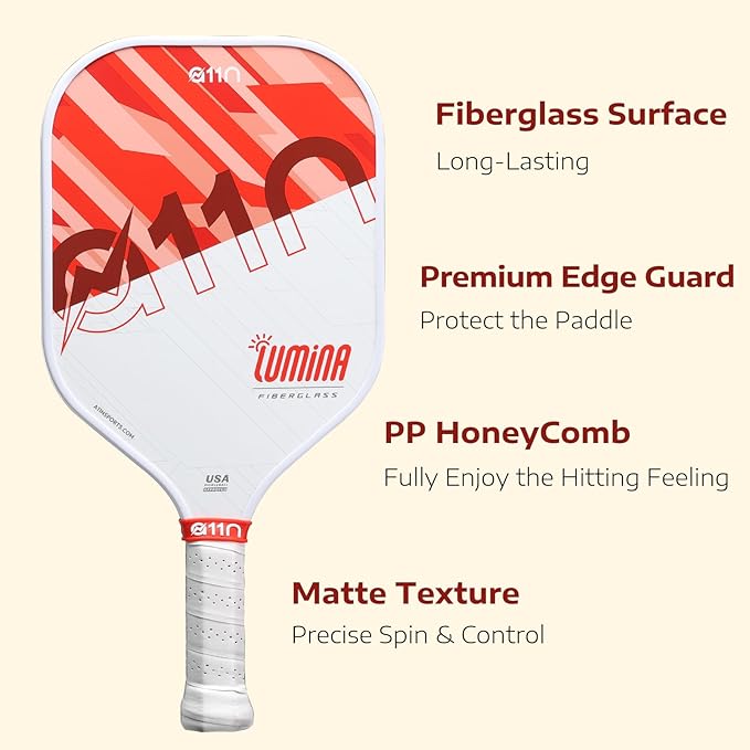 A11N Pickleball Paddles Set Fiberglass Surface Rackets with 4 Pickleball Balls and Pickleball Bag for Beginners - USAPA Approved