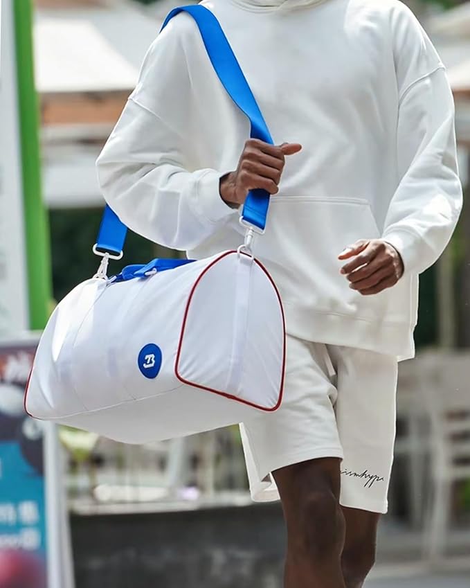 4Pcs/Set Waterproof Sports Duffel Bag 1000D Nylon Durable Gym Bags for Men and Women Overnight Bag with 3 Accessory Bags of Wet & Dry Separation Upgrades 2.0 White