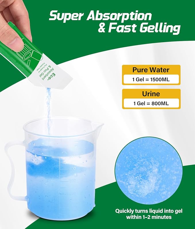 40 PACK Portable Toilet Bags Poo Gel Set, 12 Gallon Camping Toilet Bag with Eco Super Absorbent Power, Emergency Poo Gel Bags for Camping, Hiking, RV Trips, Car Travel, Extra Large Universal Fit