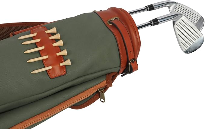 Tourbon Vintage Golf Club Carry Bags Travel Case - Canvas and Leather