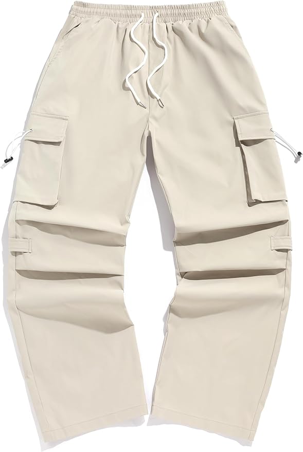 ZAFUL Men's Parachute Pants Casual Baggy Cargo Drawstring Trouser