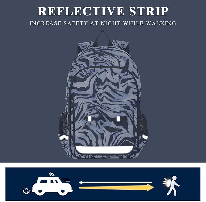 ALAZA Blue Zebra Print Laptop Backpack Purse for Women Men School Bag 17 Inch Bookbag Student Boys Girls Travel Casual Daypack
