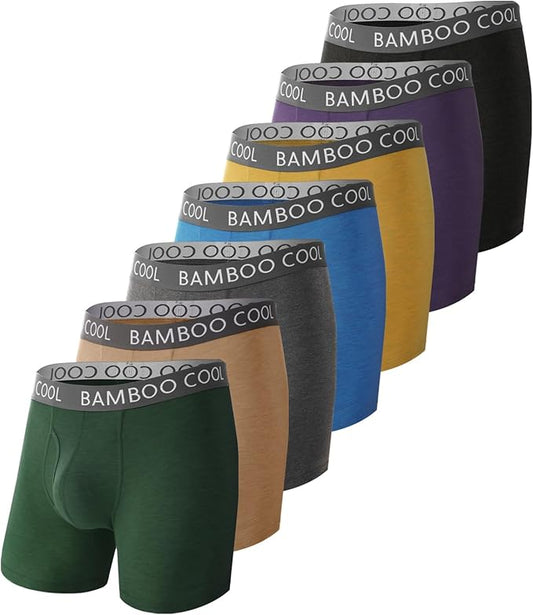 BAMBOO COOL Men's Ultra ComfortSoft Underwear, Moisture Wicking & Breathable No Ride Up Boxer Briefs with Fly, Multipack