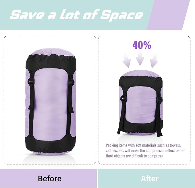 5 Pcs Compression Sacks for Backpacking 5L/10L/15L/20L/35L Camping Sleeping Bag Stuff Sack Water Resistant Sleeping Bag Storage Sack for Space Saving Hiking Gear