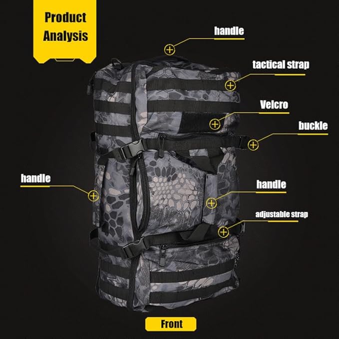 80L Hiking Backpack Camping Rucksack, 80 liters Large Capacity Outdoor Knapsack Travel Climbing Mountaineering Carry On Backpack Bag, Trekking Backpacking for Men Women (Digital color)