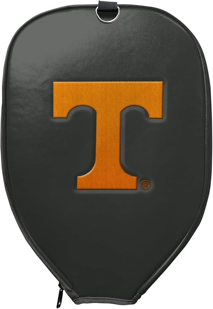 Officially Licensed Collegiate Pickleball Paddle Cover - Lightweight PU Leather Material - Durable Foam Interior Protection with Zippered Closure - Fits Most Paddles on the Market