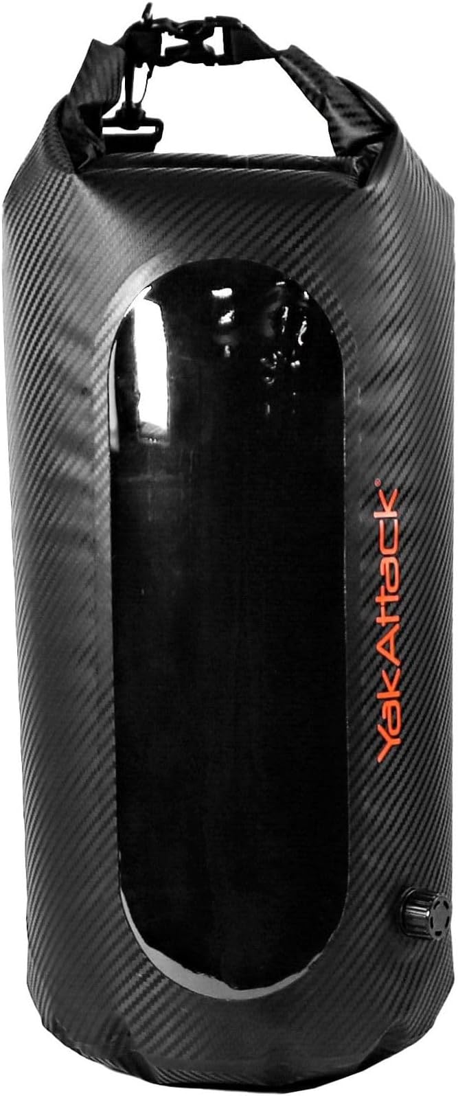 YakAttack 20L Roll-Top Drybag with Air Valve - Black Carbon | Waterproof Marine Dry Bag for Kayaking, Boating, Backpacking & Paddleboarding | Heavy Duty Roll Top Compression Drybag for Gear Storage