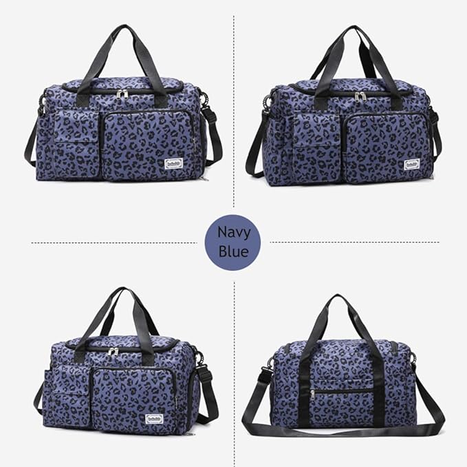 Gym Bag Sport Duffel Overnight Weekender Travel Bag with wet pocket and shoe pocket L02 Navy