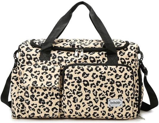 Gym Bag Sport Duffel Overnight Weekender Travel Bag with wet pocket and shoe pocket L01 Beige