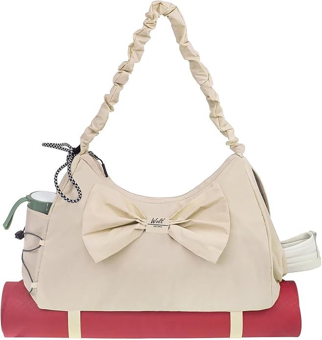 WOLT Gym Bag For Women, Yoga Mat Bag with Shoes Compartment, Wet Pocket and Water Bottle Pocket