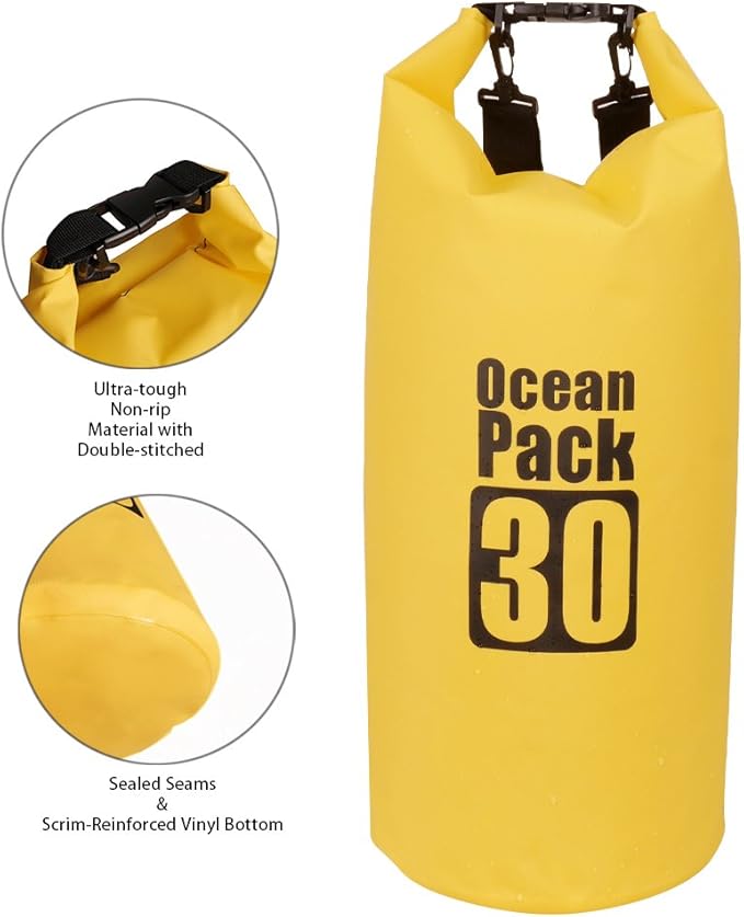 Dry Sack/Floating Waterproof Bag 2L/5L/10L/20L/30L for Boating, Kayaking, Hiking, Snowboarding, Camping, Rafting, Fishing and Backpacking