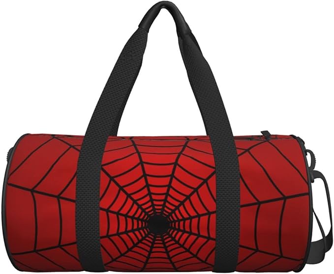Red Spider Web Sports Gym Duffel Bag for Men Women Weekender Travel Workout Training Handbag Water Resistant One Size