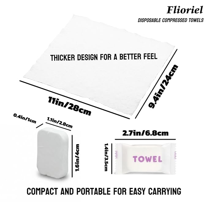 Compressed Face Towels 20 Pack with Flannel Carry Bag, Portable Disposable Washcloth Tablets, Thick & Soft Facial Towelettes for Travel Camping, Hiking, Gym, Makeup & Everyday Use