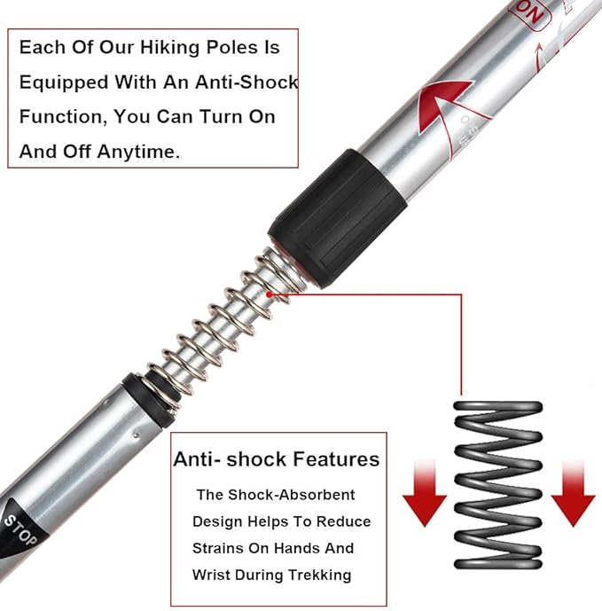 Aihoye Hiking Trekking Poles, 2 Pack Collapsible, Lightweight, Anti Shock, Walking Sticks, Adjustable Hiking Pole for Men and Women