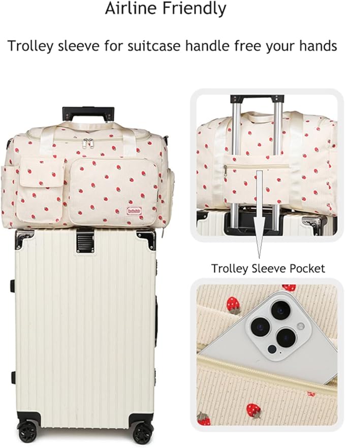 Gym Bag Sport Duffel Overnight Weekender Travel Bag with wet pocket and shoe pocket K01 Beige