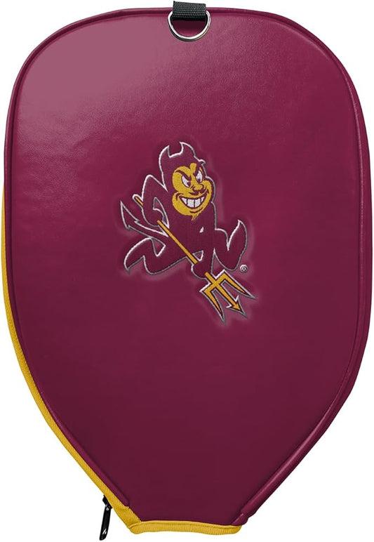 Officially Licensed Collegiate Pickleball Paddle Cover - Lightweight PU Leather Material - Durable Foam Interior Protection with Zippered Closure - Fits Most Paddles on the Market