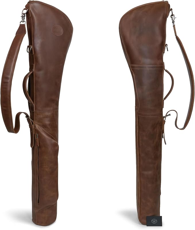 Littlefield & Co., Leather Travel Golf Club Carry Bag with Detachable Shoulder Strap, Golf Travel Bag for Airlines, Golf Club Case, Flightsafe Cover for Men, Caddy Covers, Flight Suitcase