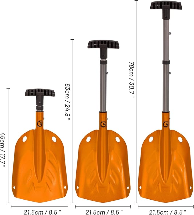 G2 Avalance Kit: Lightweight Aluminum Alloy Snow Shovel with Snow Probe and Storage Bag, Folding Design, Easy to Storage and Carry (Orange)