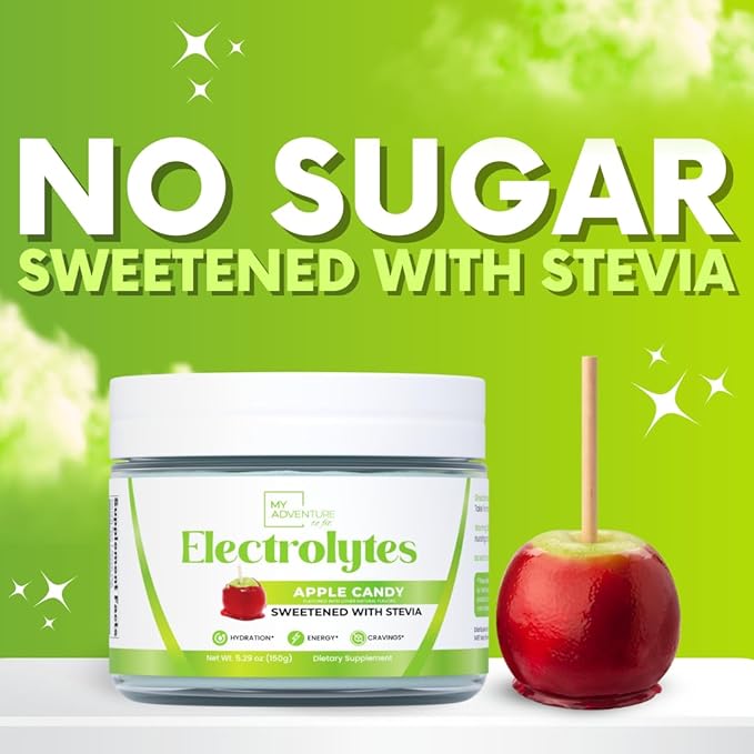 Zero Sugar - Apple Candy Electrolytes Powder - Refreshing Hydration - Caffeine Free Energy with All Natural Ingredients - Vegan, Keto, and Paleo - Sugar Free Electrolytes Drink Mix - with 30 Servings