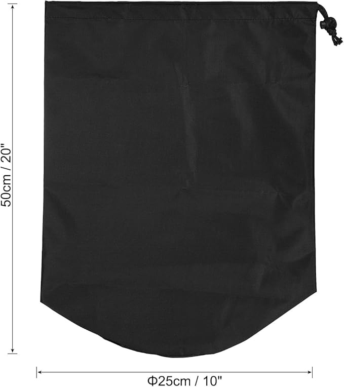 PATIKIL Stuff Sack, 10 x 20 Inch Waterproof Outdoor Storage Sack Portable Drawstring Dust Flap Bag for Camping, Black