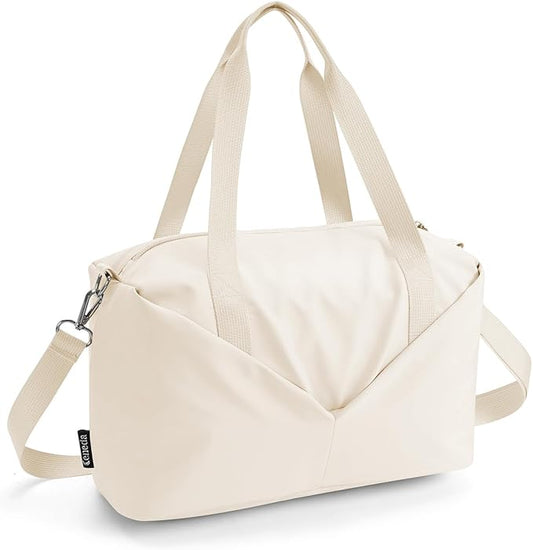 Ceneda Small Gym Bag for Women, 12 inch Mini Gym Bag with Wet Pocket, Lightweight Tote for Gym, Sport, Workout - White