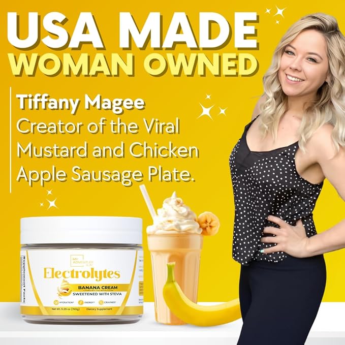 Zero Sugar - Banana Cream Electrolytes Powder - Refreshing Hydration - Caffeine Free Energy with All Natural Ingredients - Vegan, Keto & Paleo - Sugar Free Electrolytes Powder Drink Mix - 37 Servings