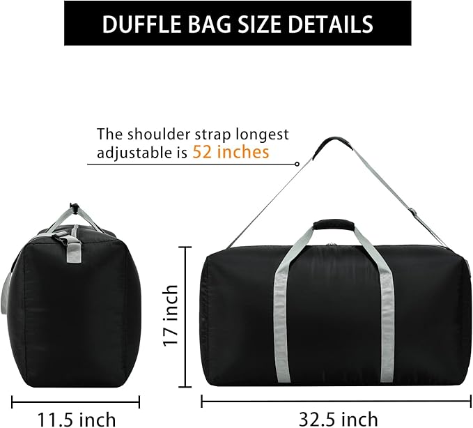 2 Packs Extra Large Duffel Bag 32.5 inch 105L Travel Duffel Bag lightweight Luggage Bag