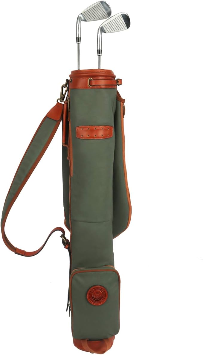 Tourbon Vintage Golf Club Carry Bags Travel Case - Canvas and Leather
