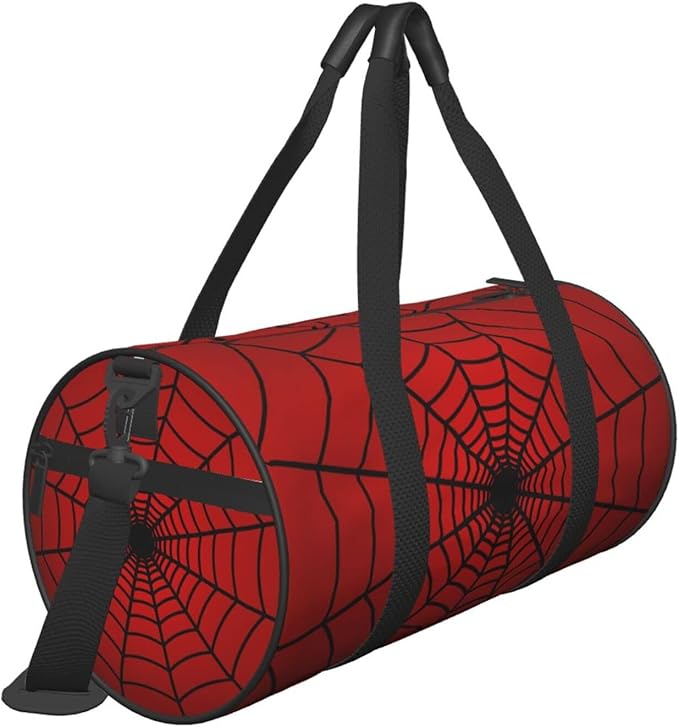Red Spider Web Sports Gym Duffel Bag for Men Women Weekender Travel Workout Training Handbag Water Resistant One Size