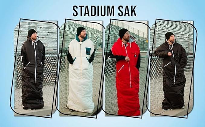 Thermotuff Wearable Sleeping Bag with Dual Hoodie, Long Sleeves, Pockets & Adjustable Drawstring - Ideal for Camping, Cold Weather Hiking, and Stadium Sak Blanket