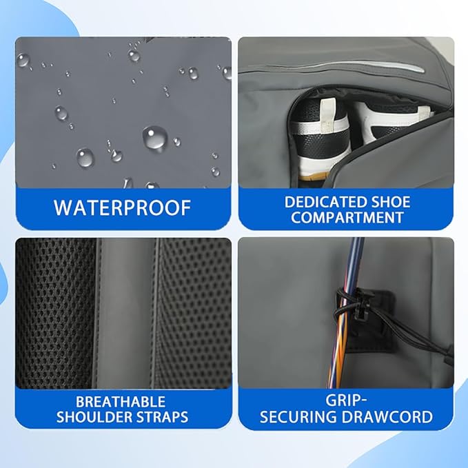 Pickleball Bag, Tennis & Badminton Sports Racket Backpack, Waterproof Large Capacity Sports Backpack with Shoe Compartment for Women Men