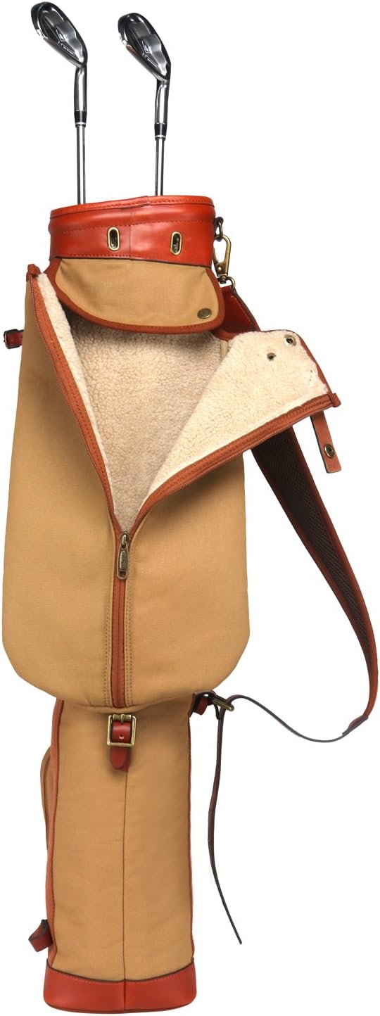 Tourbon Vintage Golf Club Carry Bags Travel Case - Canvas and Leather