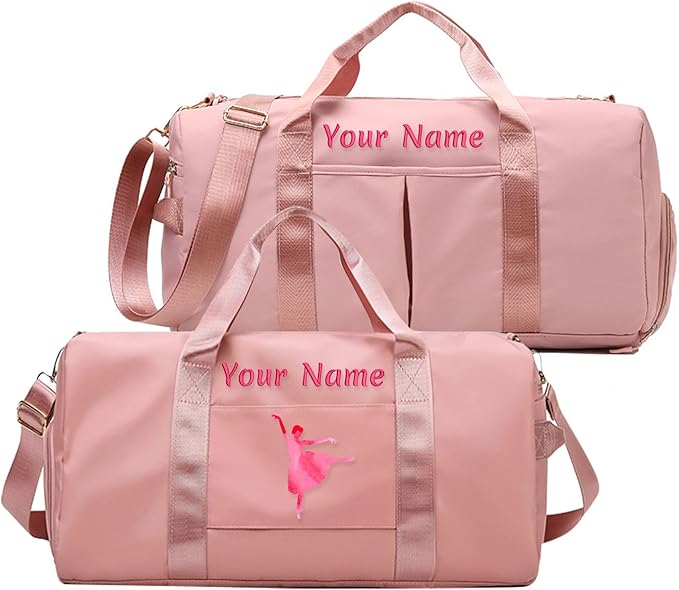 Custom Embroidered Sports Gym Bag, Personalized Duffel Bag Weekender Bag, Overnight Bag, Travel Bag for Women Men - With Shoe Compartment - Dry Wet Separated - Adjustable Shoulder Strap