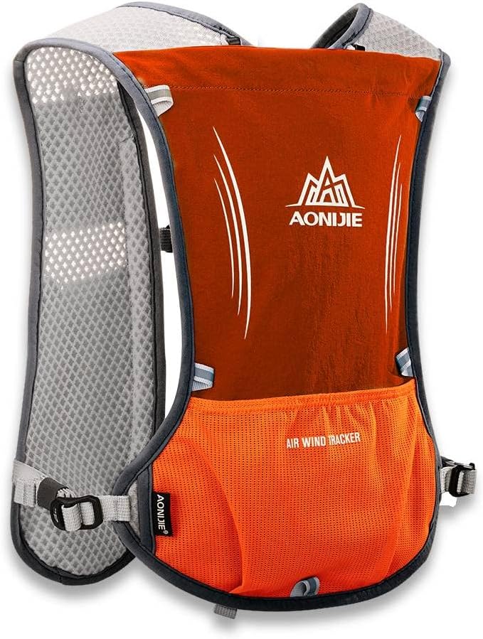 AONIJIE 5L Running Hydration Vest Pack with 9 Safety Pockets Adjustable & Lightweight Hydration Backpack for Marathon Race Hiking Cycling