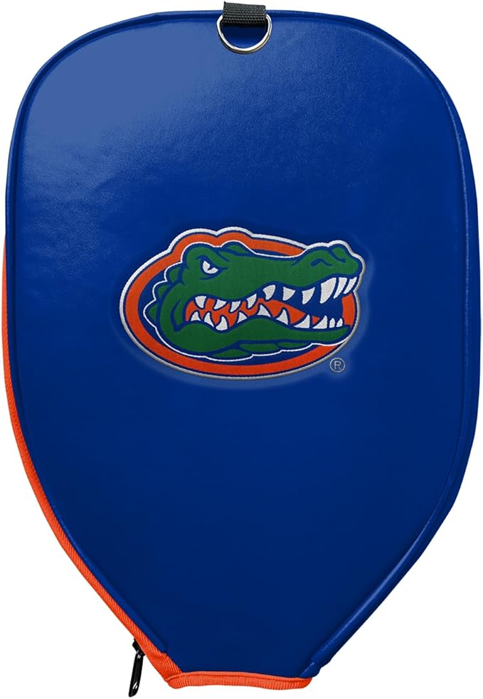 Officially Licensed Collegiate Pickleball Paddle Cover - Lightweight PU Leather Material - Durable Foam Interior Protection with Zippered Closure - Fits Most Paddles on the Market