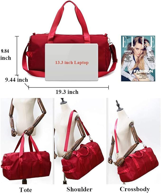 ZUEVI Sports Gym Duffel Bag for Men or Women Waterproof Weekender Travel Bag with Shoes Compartment Dry and Wet Separation for Training Swim Yoga(Purple)