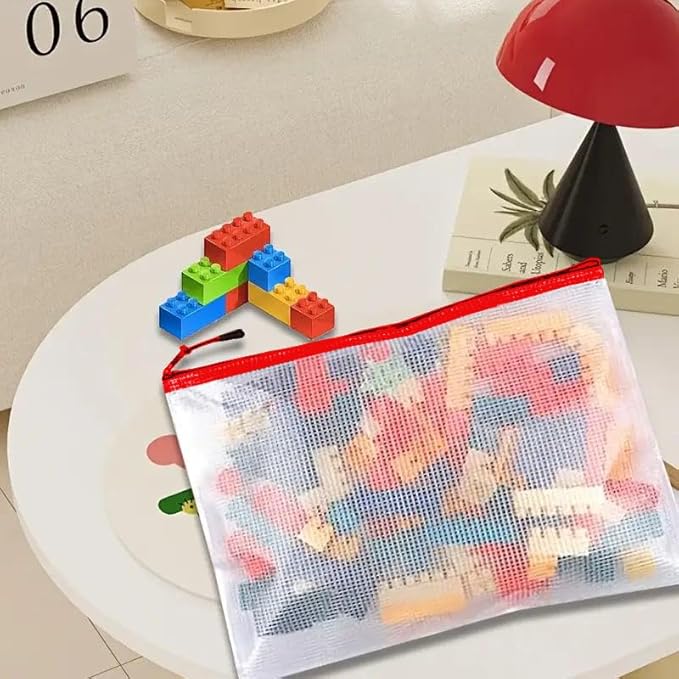 Mesh Zipper Pouch Bag,A3 Zipper Bag for Organizing Storage, Waterproof Zipper Pouch, 17" x 12"/44cm x 32cm, File Bag for School and Office Supplies (Red)