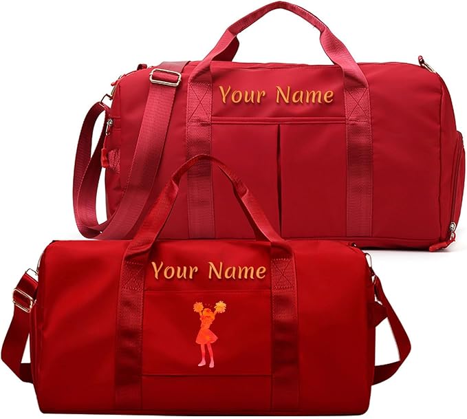 Custom Embroidered Sports Gym Bag, Personalized Duffel Bag Weekender Bag, Overnight Bag, Travel Bag for Women Men - With Shoe Compartment - Dry Wet Separated - Adjustable Shoulder Strap