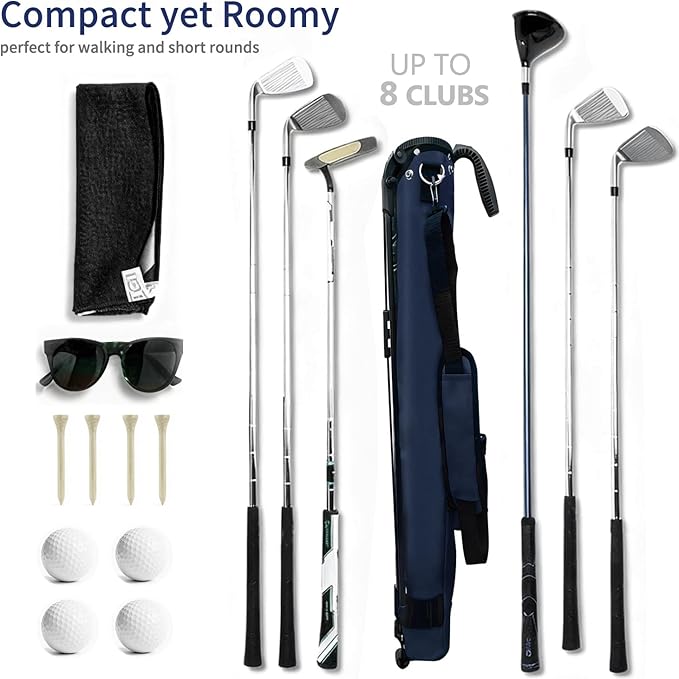 Camboke Lightweight Golf Stand Bag, Portable and Durable Golf Carry Bag with Padded Strap and Pocket, Sunday Bag for The Driving Range, 2-Way Divider Practice Bag for Men and Women