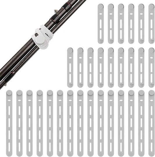 Silicone Fishing Rod Ties Belt Straps (30/50 Pack) – Lightweight, Durable, Reusable Rubber Bands Belts for Pole Storage