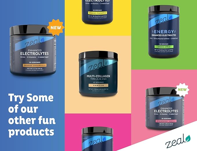 Zeal Electrolyte Powder - 30 Servings | Keto Electrolytes Powder | Zero Sugar, BCAAs, B-Vitamins | Potassium, Zinc, Magnesium | Hydration Powder Recovery Drink | Orange Creamsicle